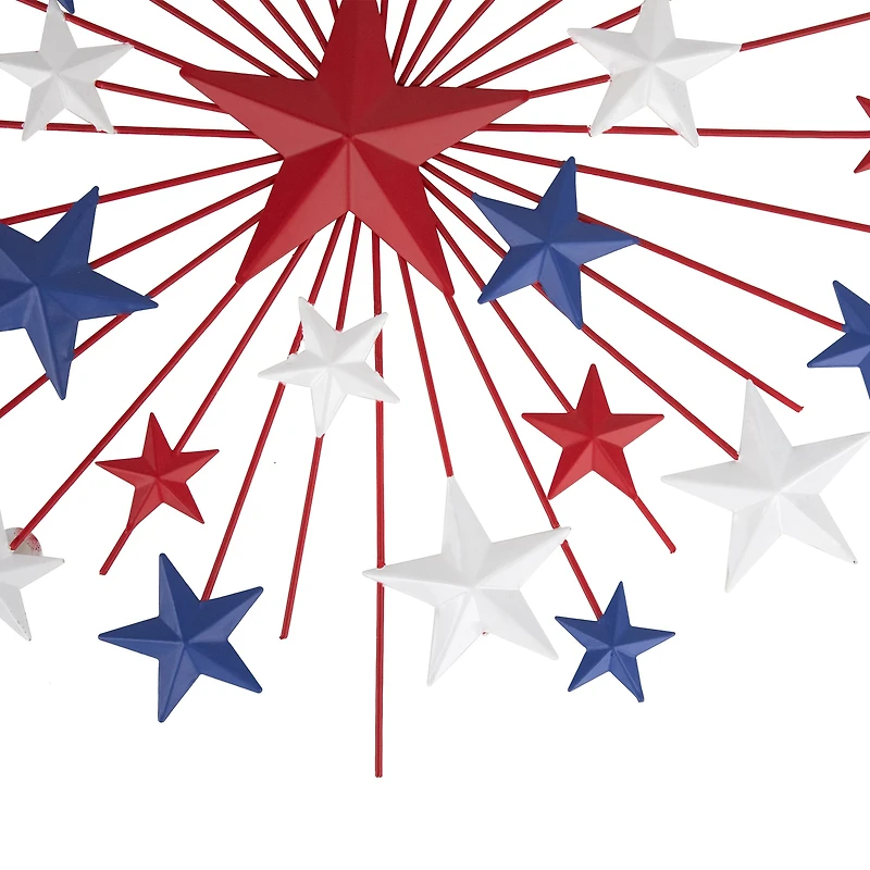 17.5" Red, White & Blue Starburst Americana Metal Wall Accent