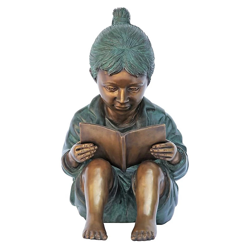Design Toscano 13" Story Book Girl Bronze Garden Statue