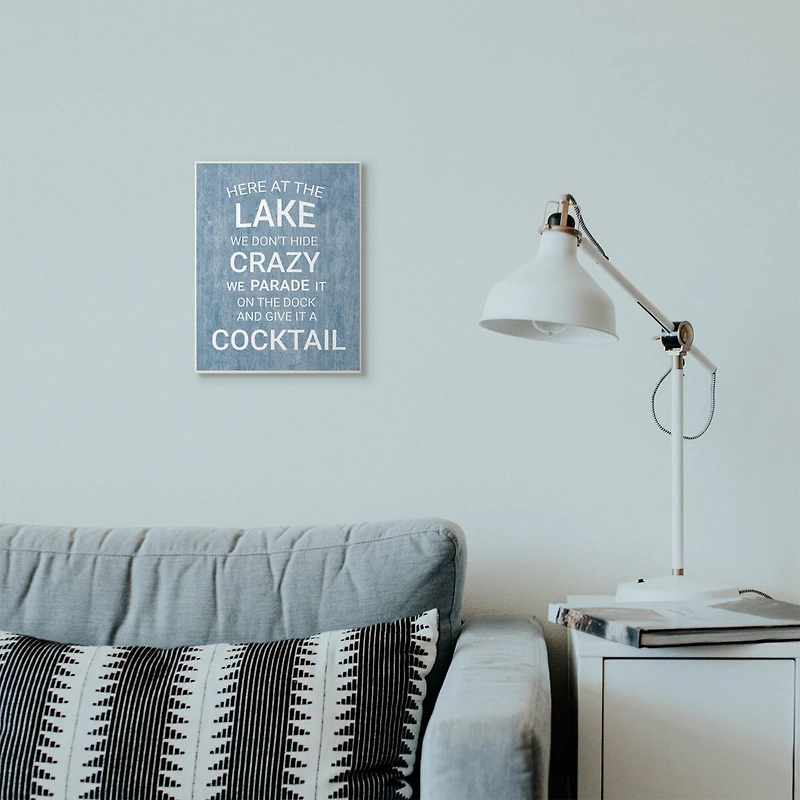 Stupell Industries Parade Crazy Funny Lake Party Blue Wooden Wall Plaque