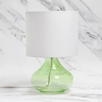 Simple Designs Green & White Glass Raindrop Table Lamp