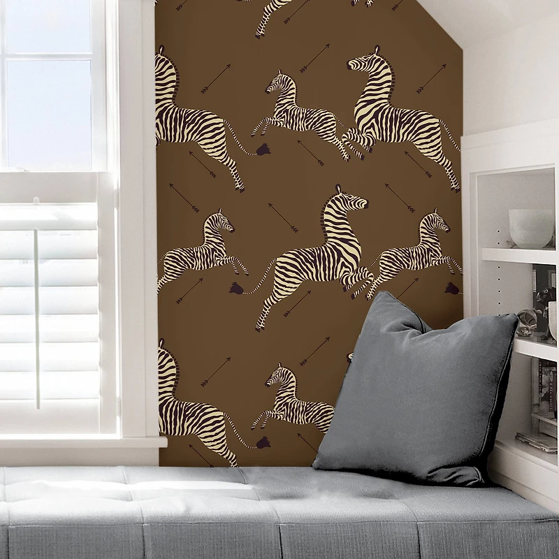 Scalamandre Brown Zebra Safari Peel & Stick Wallpaper