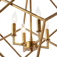 30" Gold Iron Modern Caged Chandelier