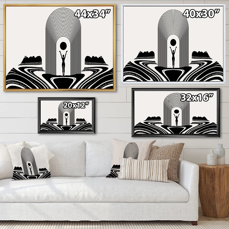 Designart - Empowered Cosmic Women Geometric Goddess Series Black And White III