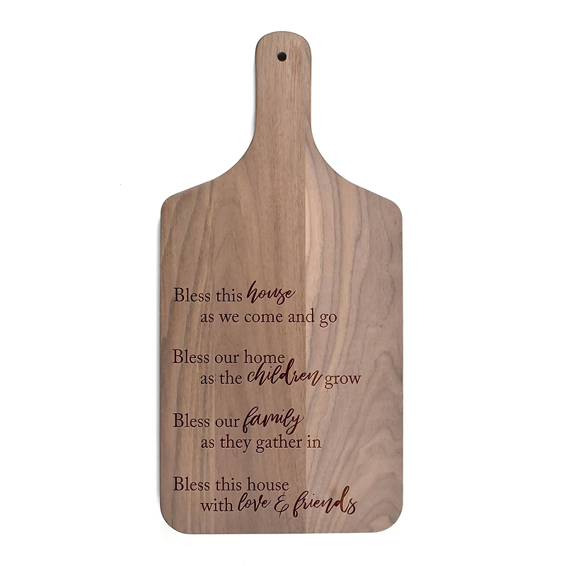 17" Bless This House Walnut Paddle Cutting Board