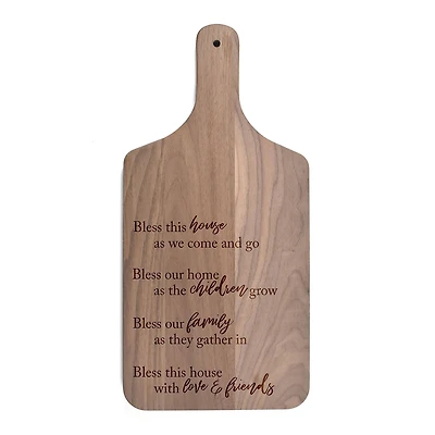 17" Bless This House Walnut Paddle Cutting Board