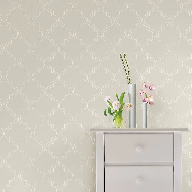 NuWallpaper Taupe Quatrefoil Peel & Stick Wallpaper