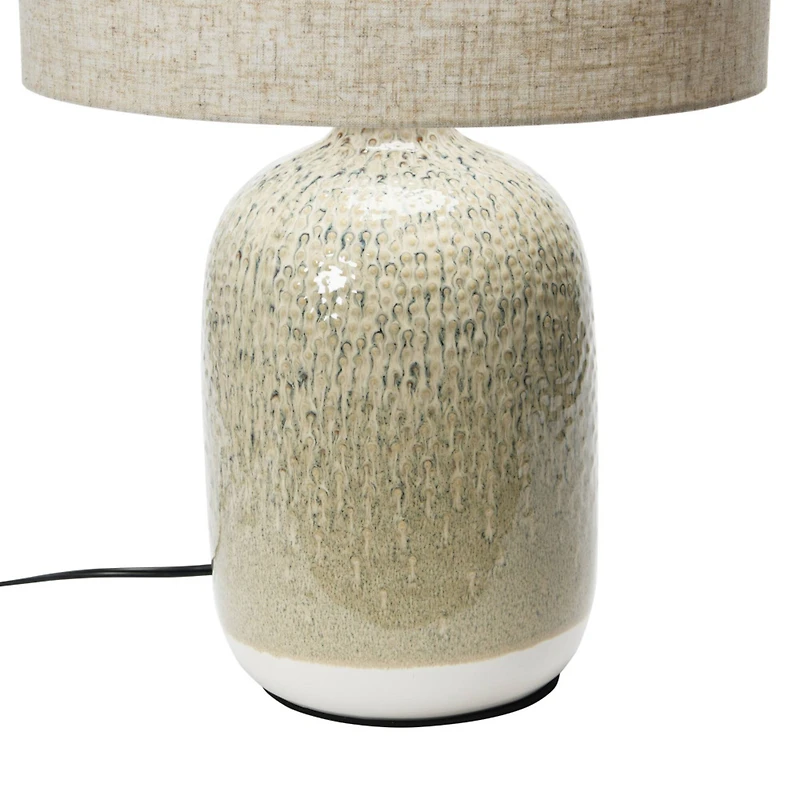 Hello Honey® 22" Taupe Reactive Glaze Stoneware Table Lamp with Linen Shade