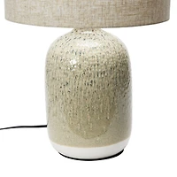 Hello Honey® 22" Taupe Reactive Glaze Stoneware Table Lamp with Linen Shade
