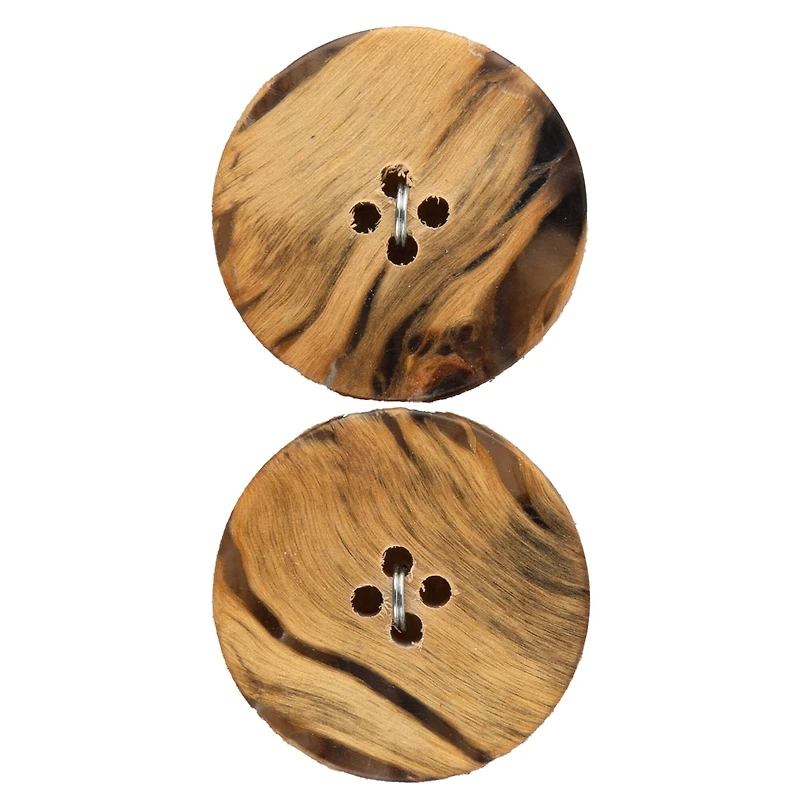 Organic Elements 1 1/8" Yellow Wood Buttons, 2ct.