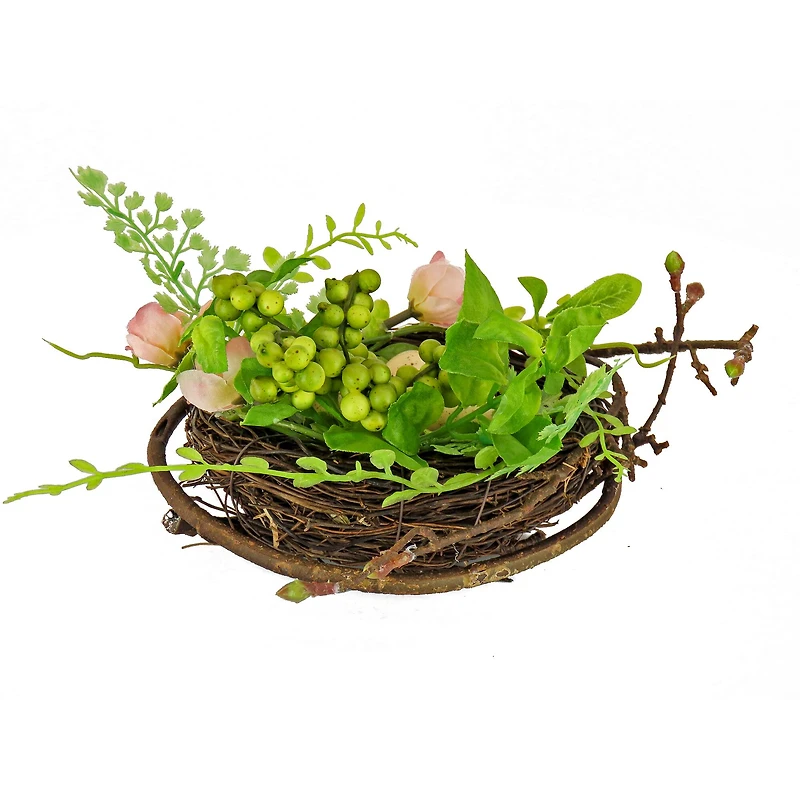 6" Bird's Nest & Berries Table Décor