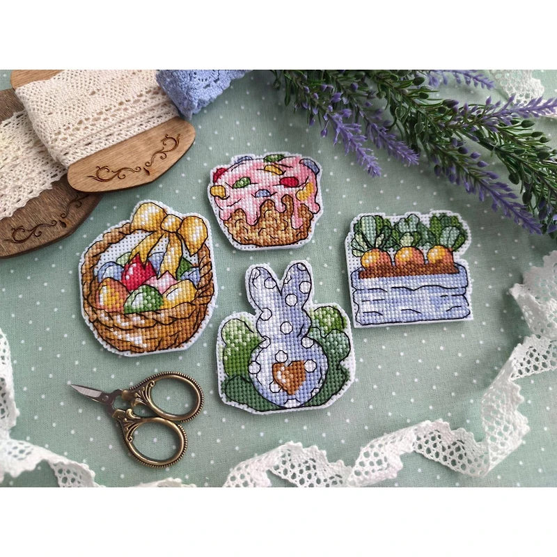 MP Studia Rabbit and Carrots. Magnets Plastic Canvas Plastic Canvas Counted Cross Stitch Kit