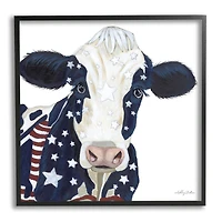 Stupell Industries Country Americana Cow Flag Pattern Framed Giclee Art
