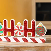 Glitzhome® 19" Christmas Wooden Epoxy HOHOHO Candy Cane Table Decor