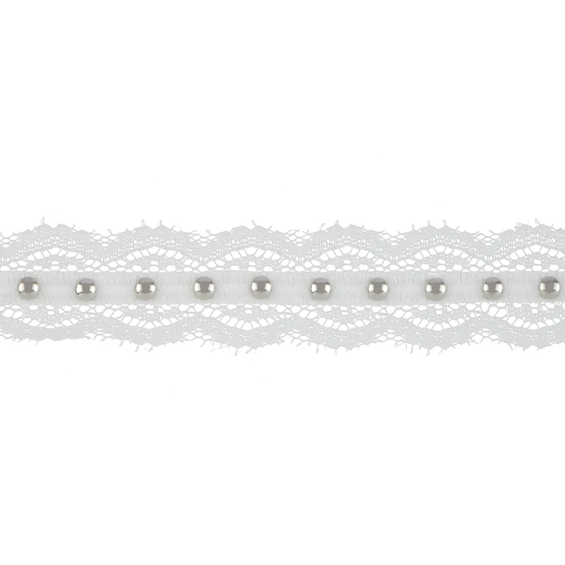0.75" White Lace Trim with Beads by Celebrate It®