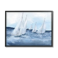 Stupell Industries White Sailboats Coasting Ocean Waters Blue Tide Framed Wall Art