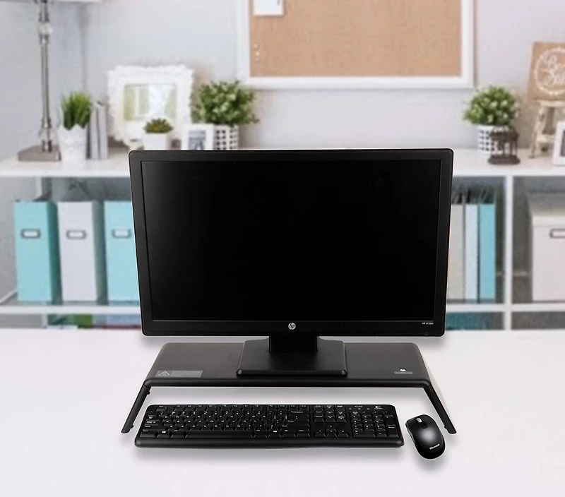 Mind Reader Black Adjustable Monitor Stand with UV Light Box