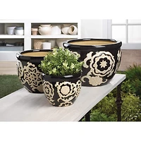 Floral Nights Ceramic Planter Set
