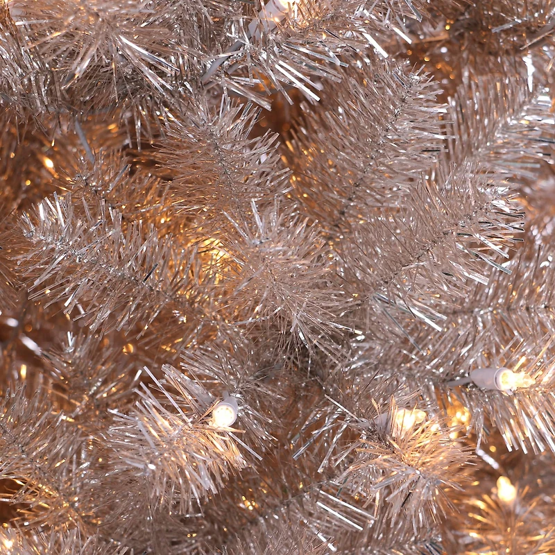 4.5ft. Pre-Lit Tinsel Artificial Christmas Tree, Clear Lights