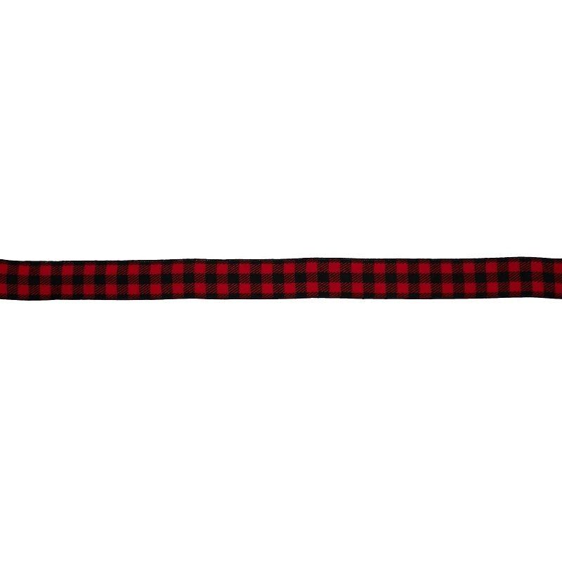 7/8" x 30ft. Red & Black Buffalo Check Wired Ribbon by Celebrate It®