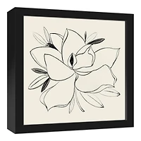Simple Floral Magnolia Black Framed Canvas