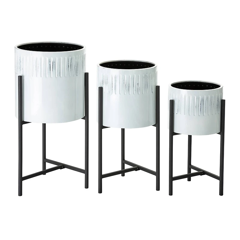 Glitzhome® Whitewashed Metal Plant Stand Set
