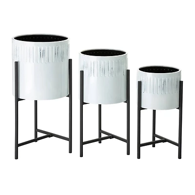 Glitzhome® Whitewashed Metal Plant Stand Set