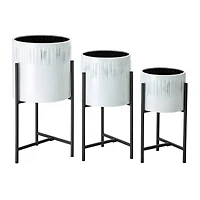 Glitzhome® Whitewashed Metal Plant Stand Set
