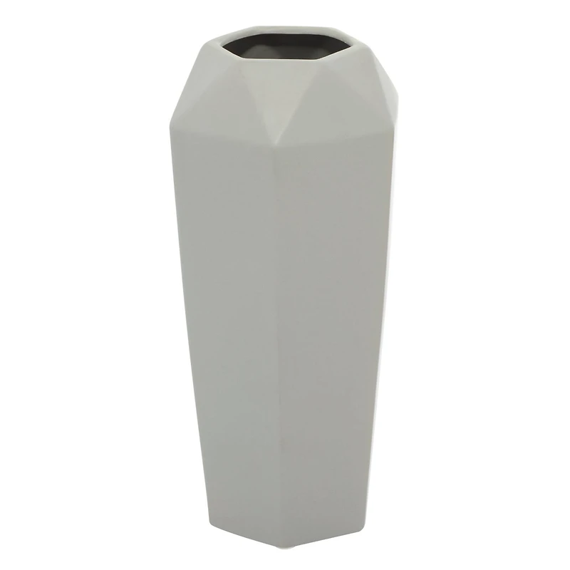 14" Light Gray Matte Stoneware Contemporary Vase
