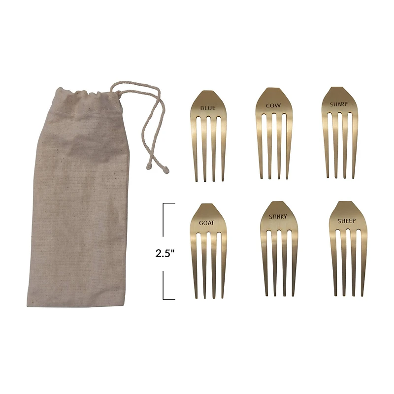 Hello Honey® Gold Metal Fork Cheese Markers, 6ct.