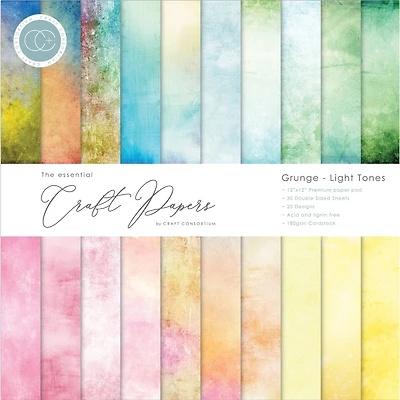 Craft Consortium Grunge Light Tones Double-Sided Paper Pad