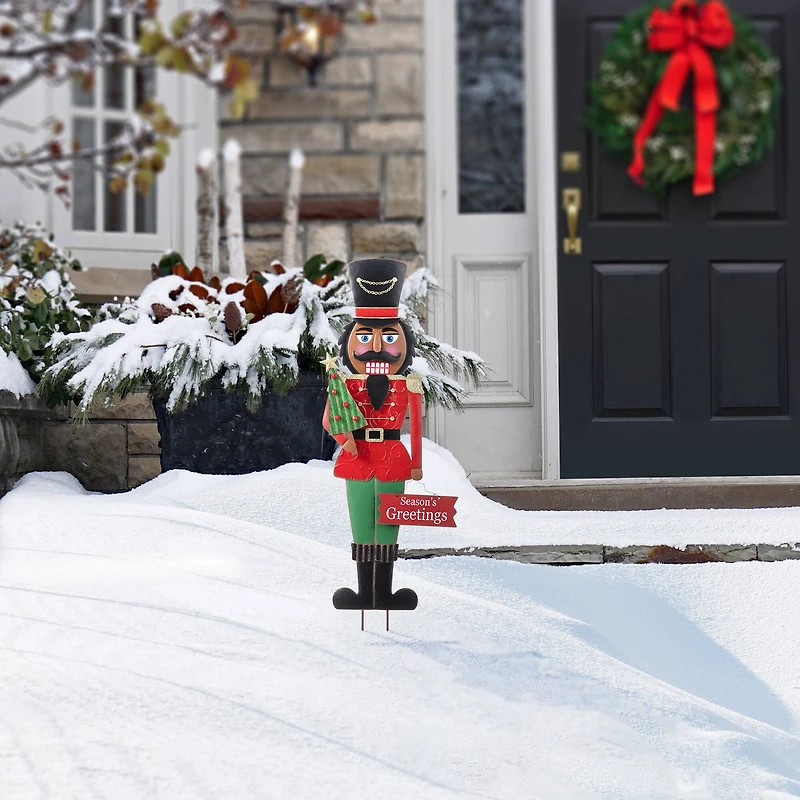 Glitzhome® 36" Christmas Metal African Nutcracker Yard Stake