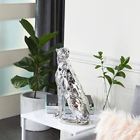 16" Silver Glam Leopard Sculpture