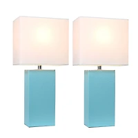 Elegant Designs™ 2 Pack Leather Table Lamps with White Shades