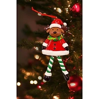 Wizardi 6.5"  Glossy Gingerbread Reindeer with Dangling Legs Christmas Ornament