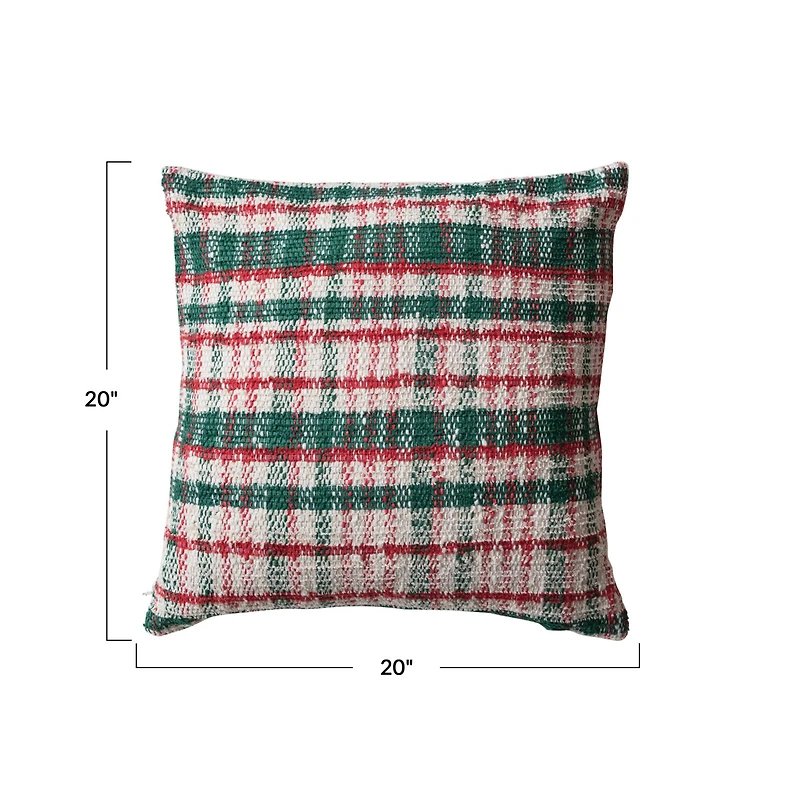 Hello Honey® 20" Red & Green Plaid Woven Throw Pillow
