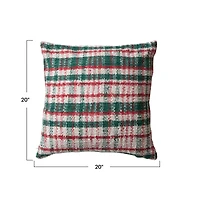 Hello Honey® 20" Red & Green Plaid Woven Throw Pillow