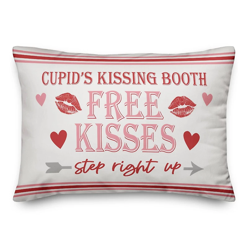 Cupid Kissing Booth Throw Pillow, 14" x 20"