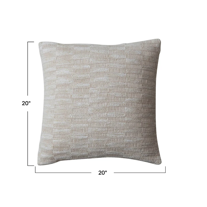 Hello Honey® 20" Natural Square Woven Cotton Blend Accent Pillow