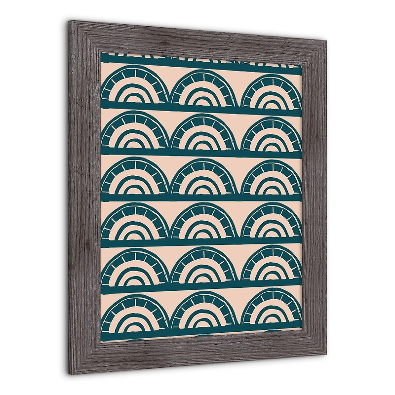 Abstract Teal Arch Pattern 16" x 20" Western Framed Print