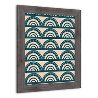 Abstract Teal Arch Pattern 16" x 20" Western Framed Print