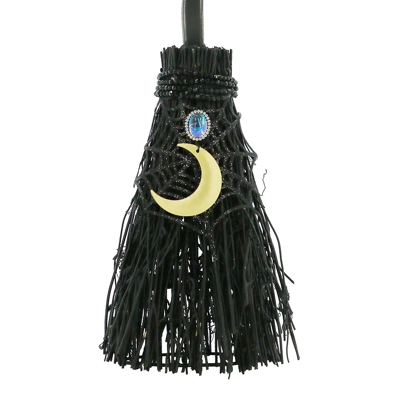 18.5" Black Witch's Broom with Moon Tabletop Décor by Ashland®
