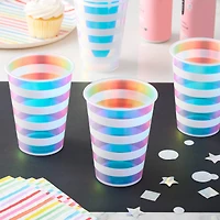 12oz. Iridescent Stripes Plastic Cups by Celebrate It®, 8ct.