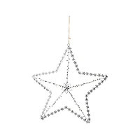 Hello Honey® 15.5" Silver Glass Beaded Metal Star Ornament with Jeweled Flowers