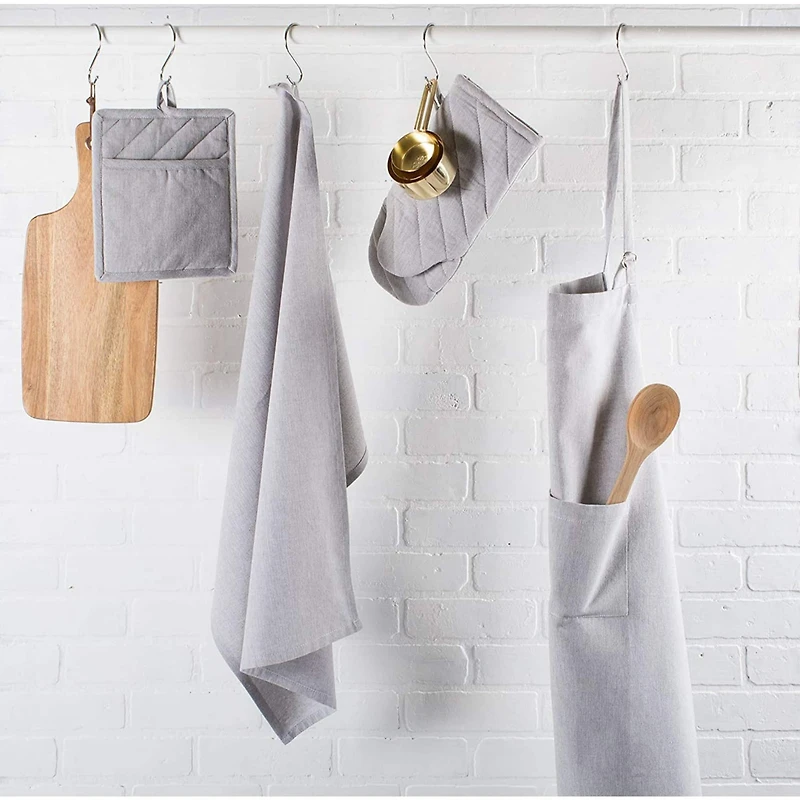 DII® Gray Solid Chambray Dishtowels, 3ct.