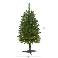 3ft. Pre-Lit Green Mountain Pine Artificial Christmas Tree, Clear LED Lights