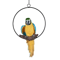 Design Toscano 14" Polly in Paradise Parrot on Ring Perch