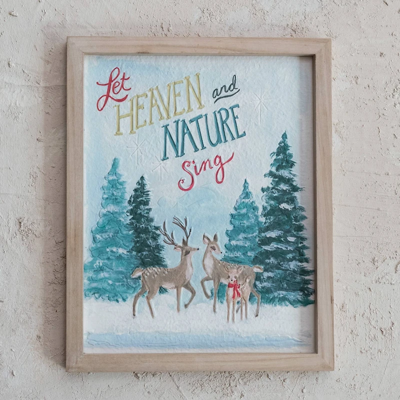 Hello Honey® 12.5" x 15.75" Wood Framed Wall Décor with Deer & Winter Scene