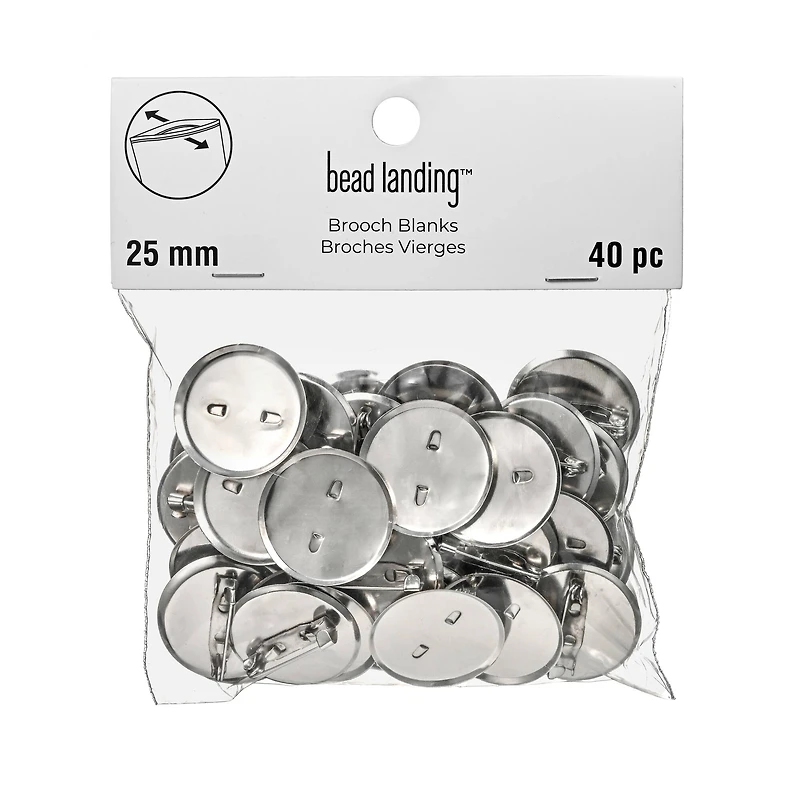25mm Rhodium Brooch Blanks, 40ct. by Bead Landing™