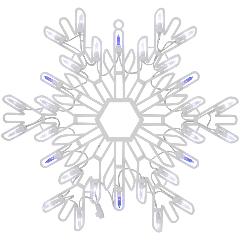 16" LED Lighted Pure White & Blue Snowflake Christmas Window Silhouette Décor