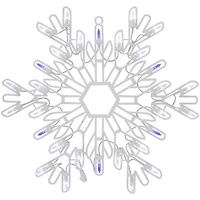 16" LED Lighted Pure White & Blue Snowflake Christmas Window Silhouette Décor